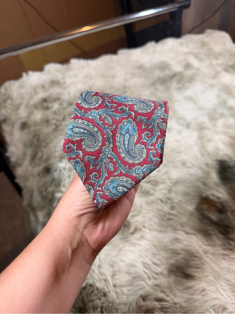 Gant Men’s Paisley Silk Tie in Red and Teal Blue